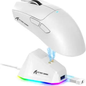 Ratón inalámbrico para juegos ATTACK SHARK X11, ligero, con pegatinas antideslizantes, base de carga RGB, triple modo, 2,4 G, Bluetooth, USB-C, con cable para PC