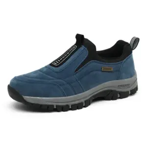 Zapatos de senderismo al aire libre, zapatillas de deporte para hombre, zapatos casuales de invierno sin cordones para hombre, zapatos de cuero de gamuza transpirable, zapatos antideslizantes para caminar, calzado