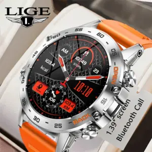 LIGE - Reloj inteligente con llamadas y Bluetooth de 1,39 pulgadas para hombre, para deportes al aire libre, fitness, control del ritmo cardíaco y de la salud, para teléfonos Android e IOS