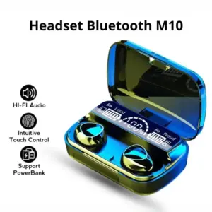 Auriculares inalámbricos Bluetooth M10 originales con micrófono, cargador y pantalla LED.
