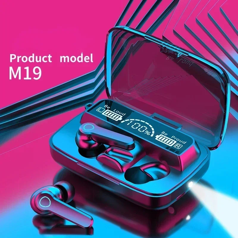 Auriculares TWS M19, auriculares inalámbricos con Control táctil inteligente, compatibles con Bluetooth, pantalla LED resistente al agua con micrófono - Imagen 3